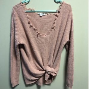 Pink American Eagle Sweater Frayed Medium Women's